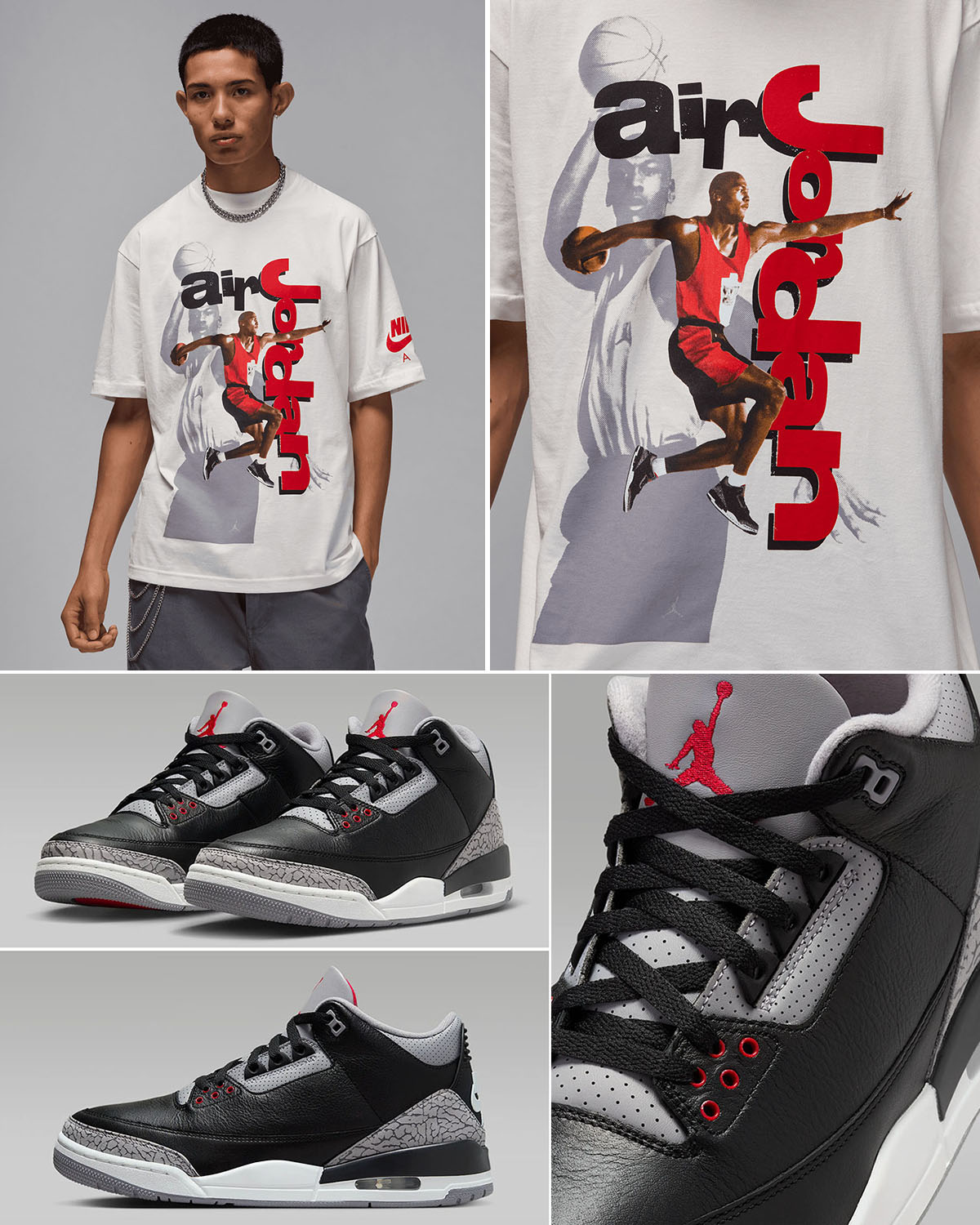 Air Jordan 3 Black Cement 2024 T Shirt