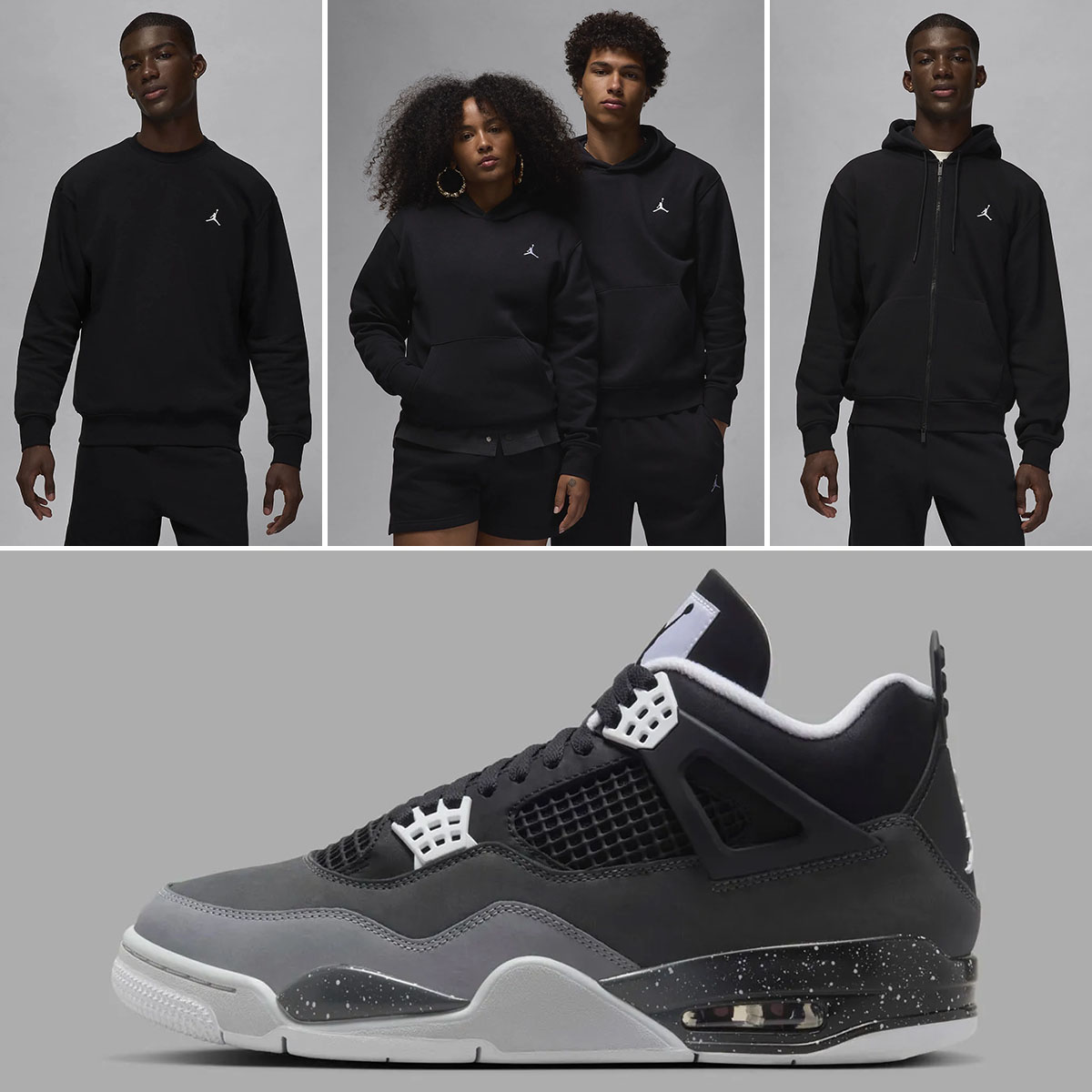 Air Jordan 4 Fear Black Fleece Clothing to Match Sneakers