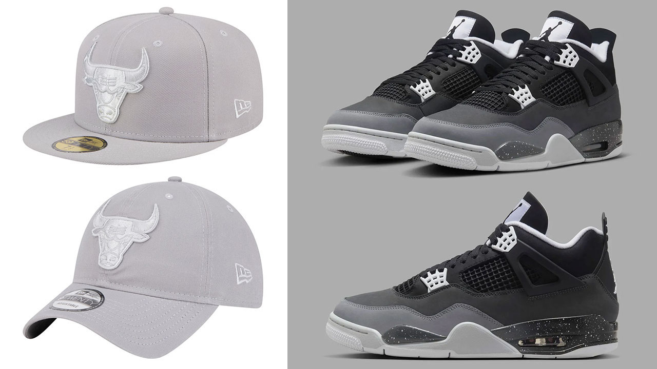 Air Jordan 4 Fear Chicago Bulls Hats to Match Sneakers