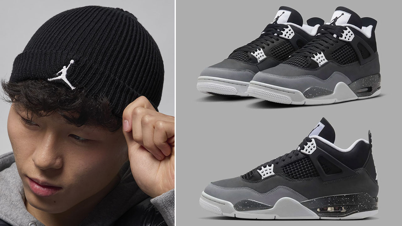 Air Jordan 4 Fear Knit Beanie Hat to Match Sneakers