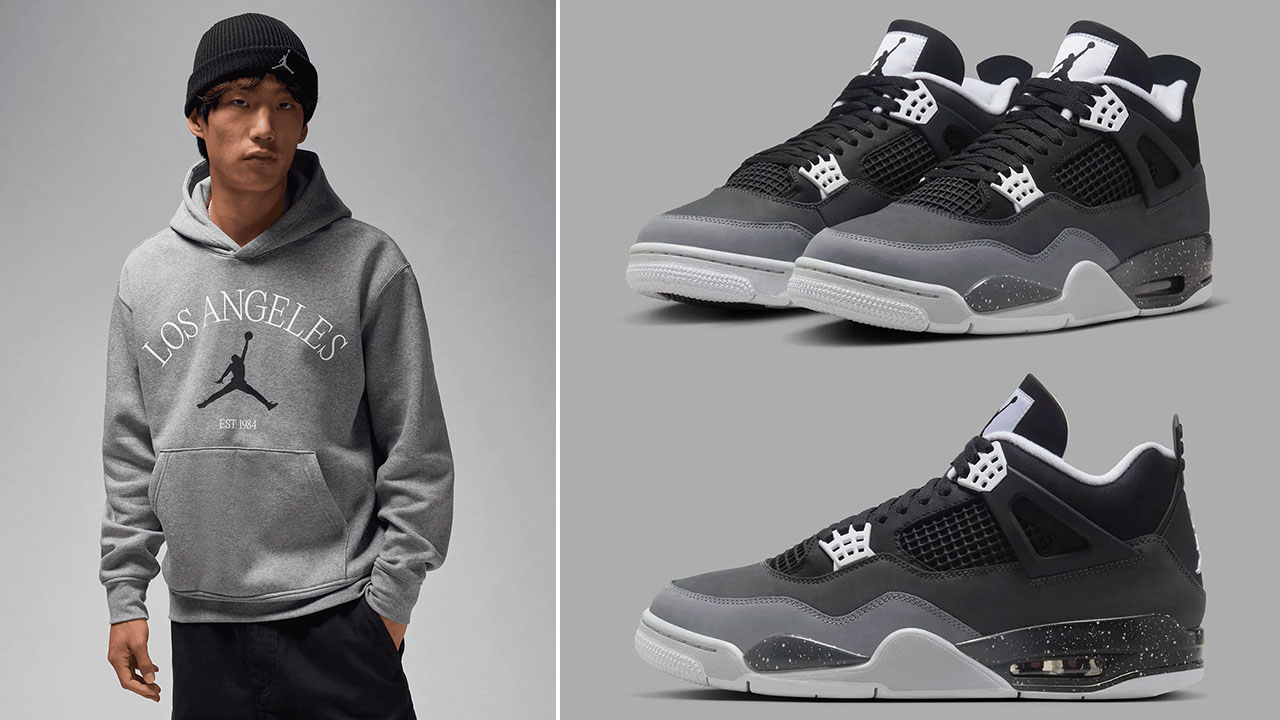 Air Jordan 4 Fear Los Angeles Grey Hoodie to Match Sneakers