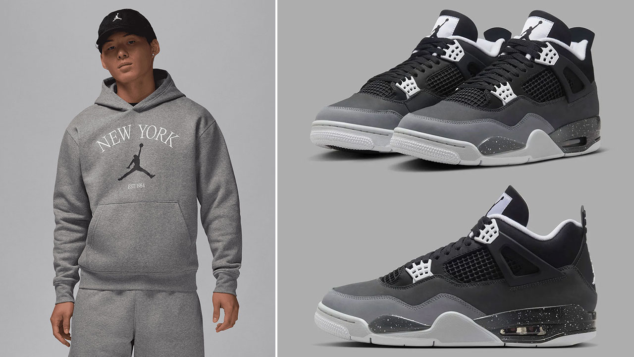 Air Jordan 4 Fear New York City Grey Hoodie to Match Sneakers