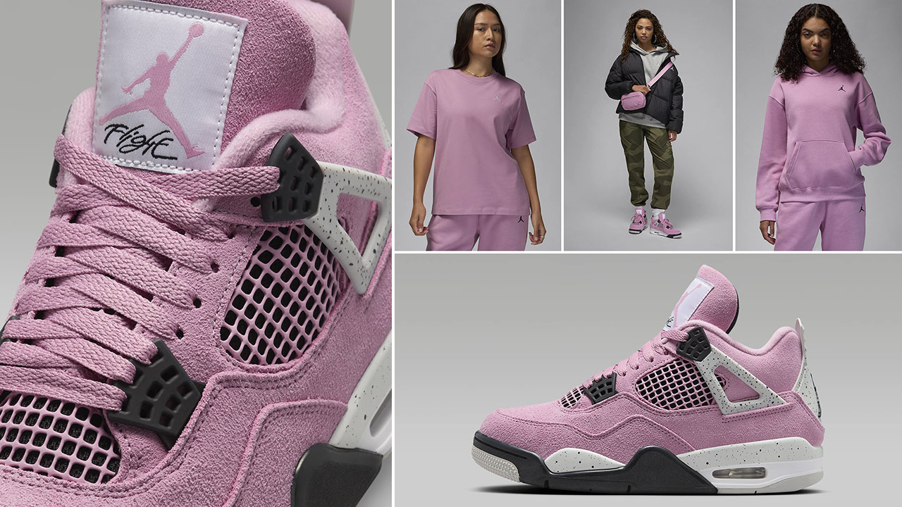 Air Jordan 4 Orchid Outfits Shirts Hats Clothing to Match Sneakers