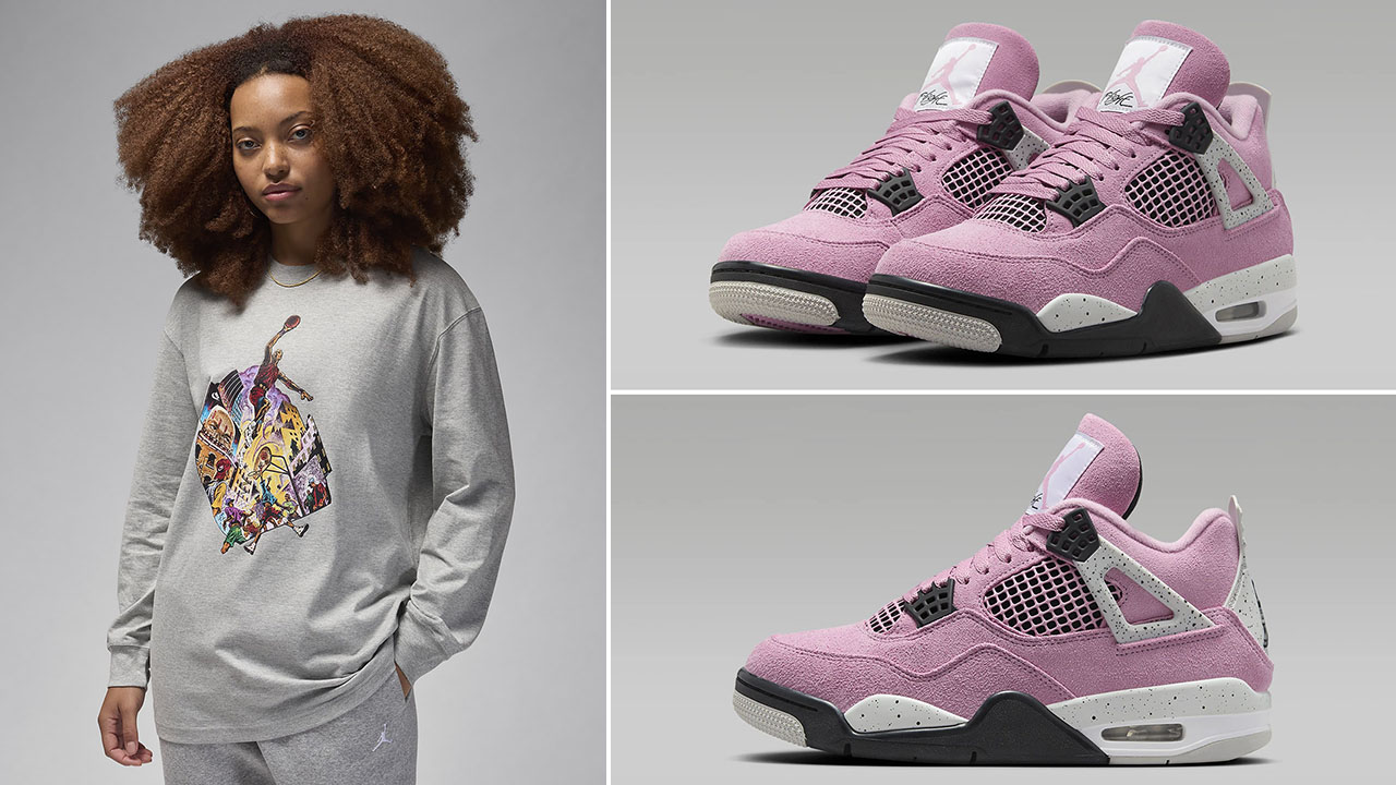 Air Jordan 4 Orchid Womens Long Sleeve Tee Shirt Outfit