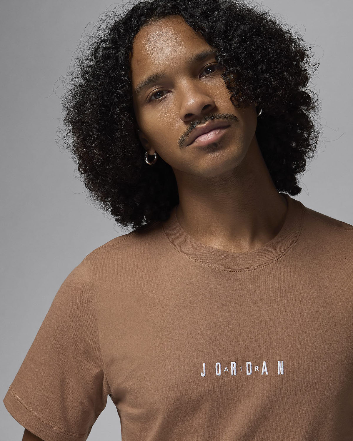 Jordan Air Embroidered T Shirt Archaeo Brown White 2