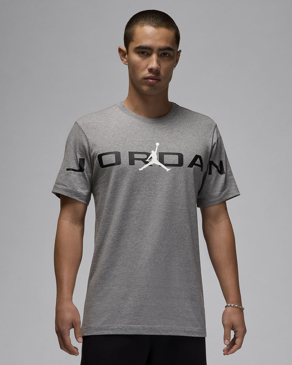 Jordan Air Stretch T Shirt Carbon Heather Grey Black White