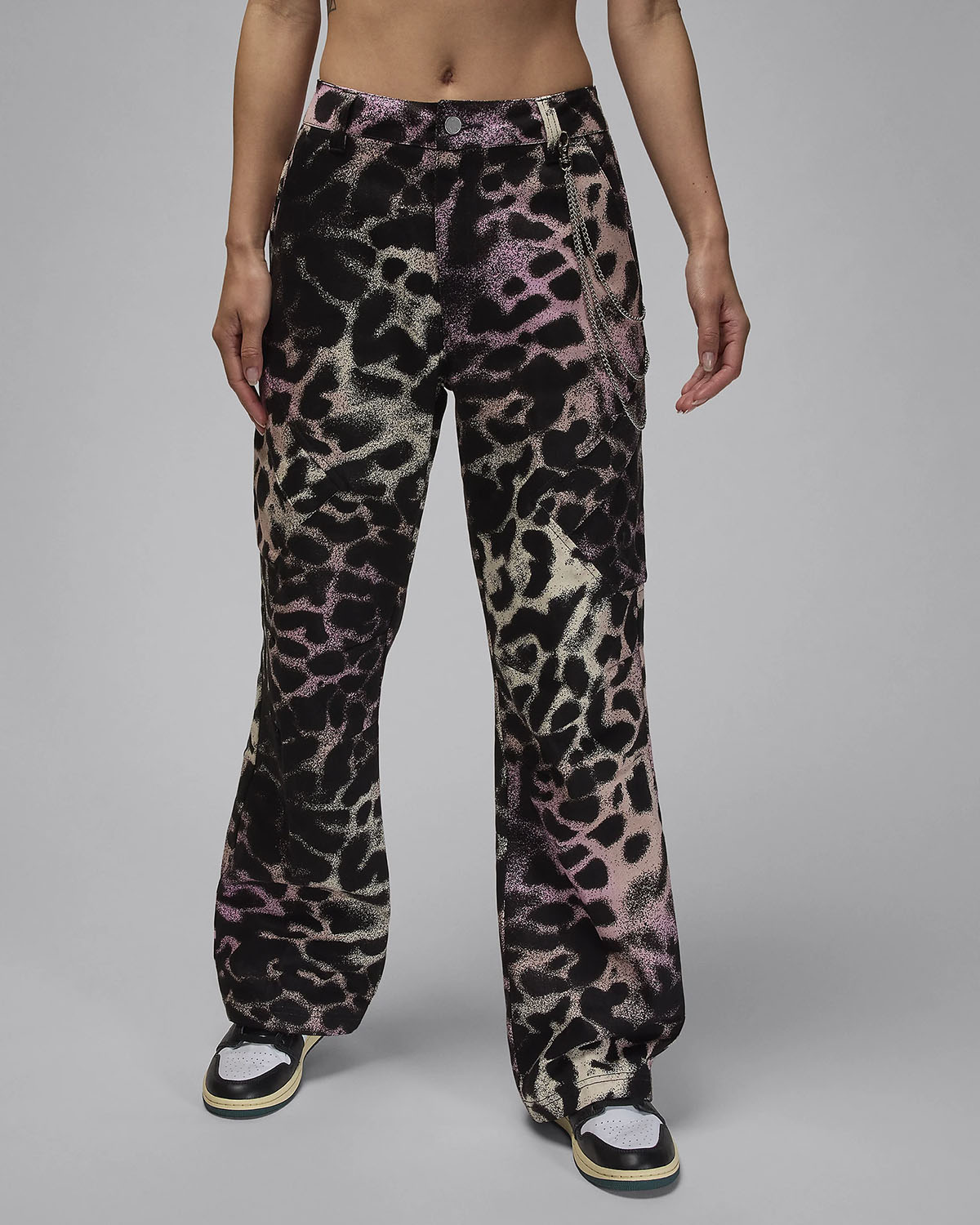 Jordan Chicago Womens Printed Pants Pink Black 1