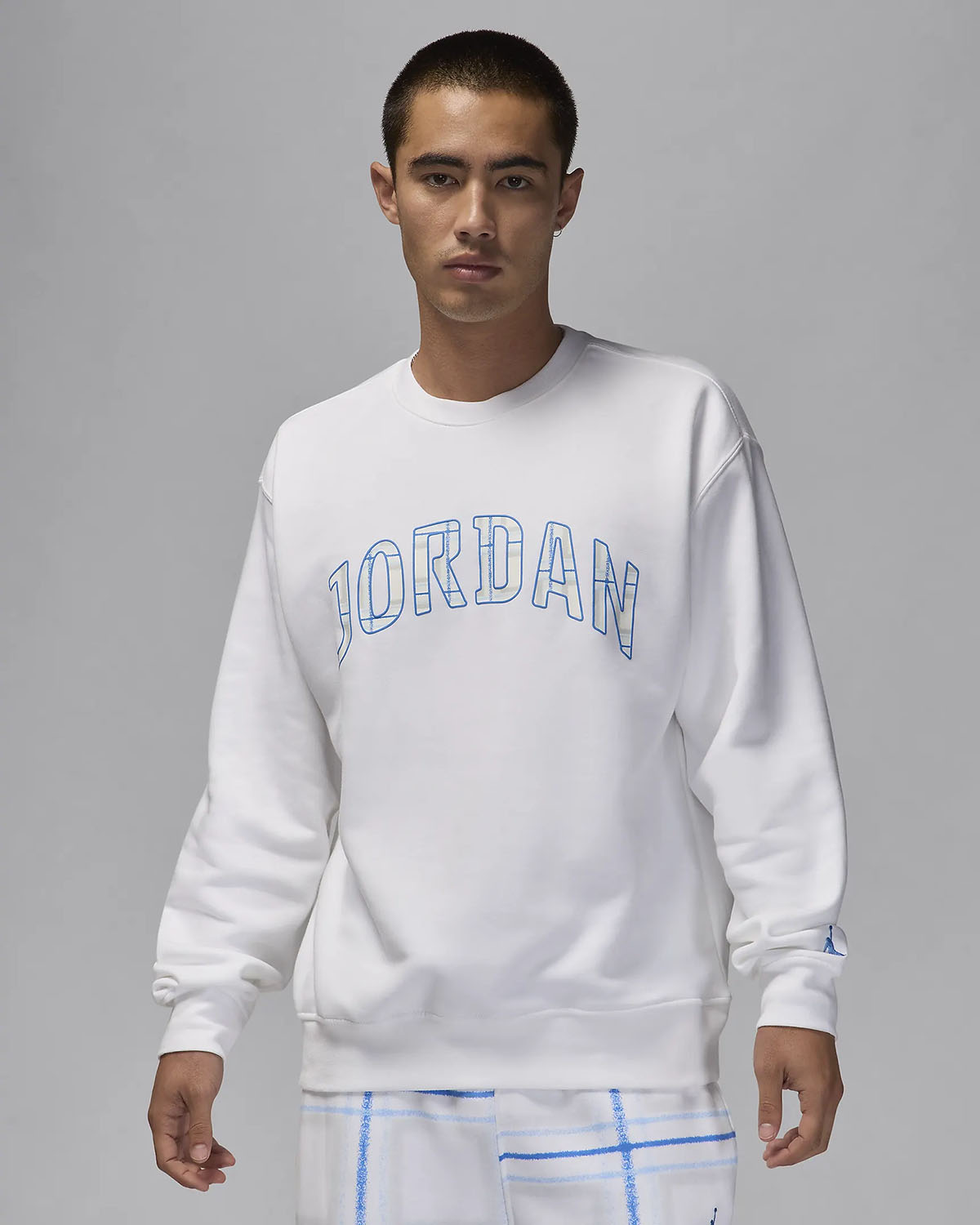 Jordan Essentials Fleece Holiday 2024 Sweatshirt White Legend Blue 1