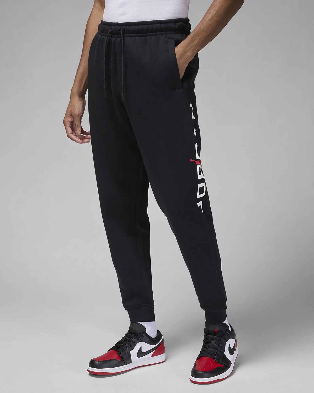 Jordan Essentials Fleece Joggers Black White Red 1