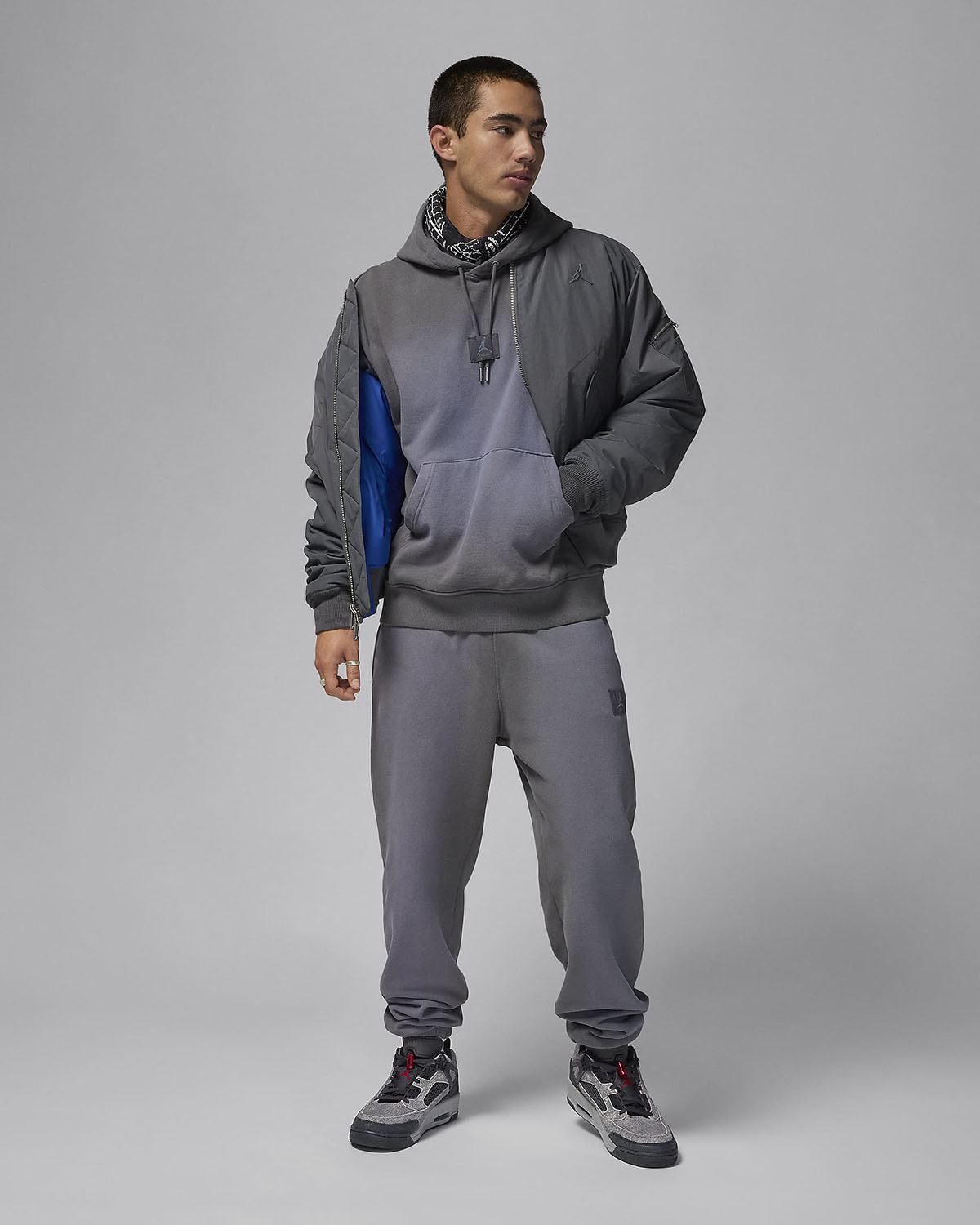 Jordan Flight Fleece Hoodie and Pants Iron Grey