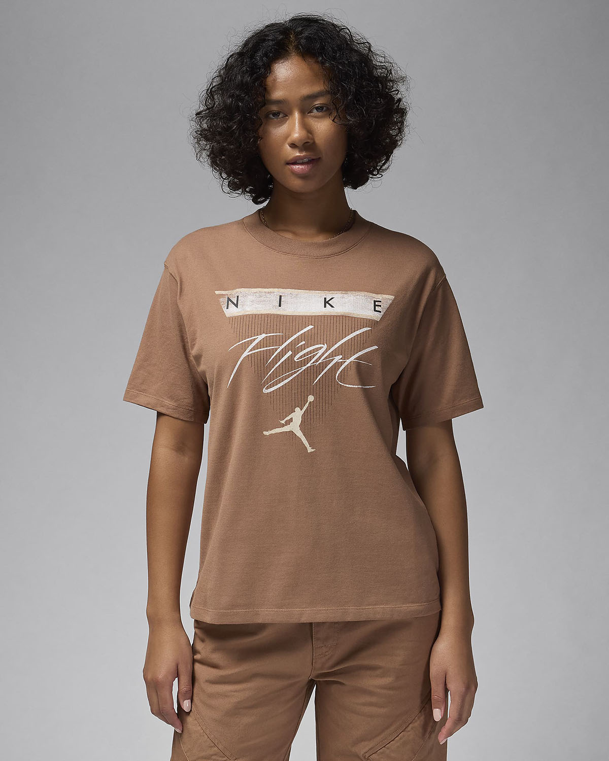 Jordan Flight Heritage Womens Graphic T Shirt Archaeo Brown 1