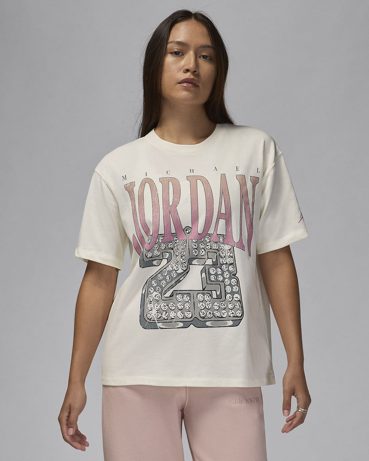 Jordan Heritage Womens Graphic T Shirt Sail Orchid 1