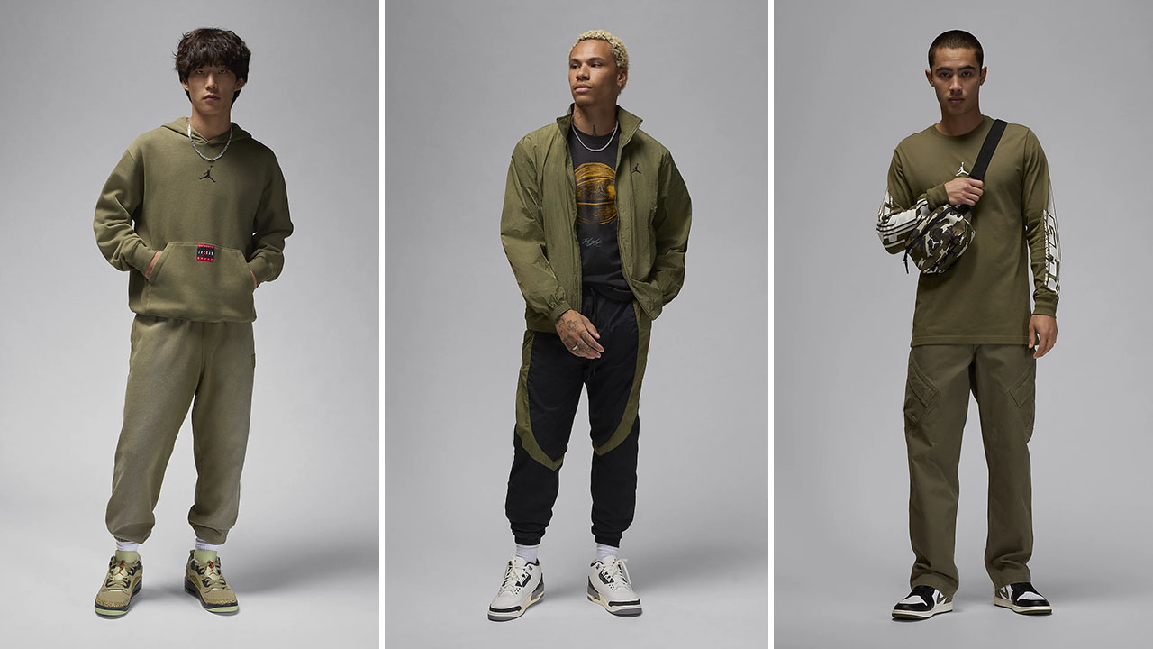 Jordan Medium Olive Clothing Sneakers Outfits Fall Winter Holiday 2024