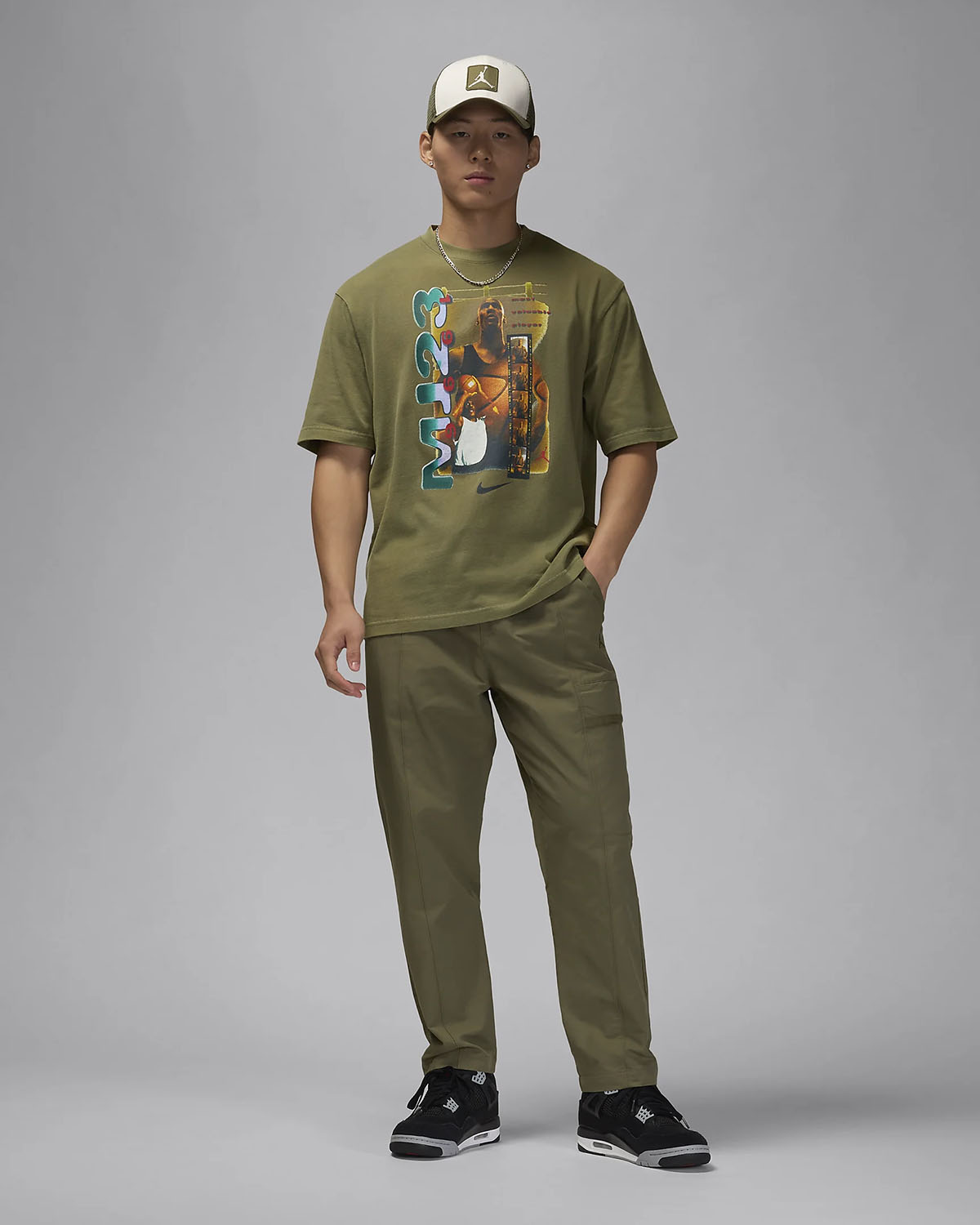 Jordan Retro Graphic T Shirt Medium Olive Outfit