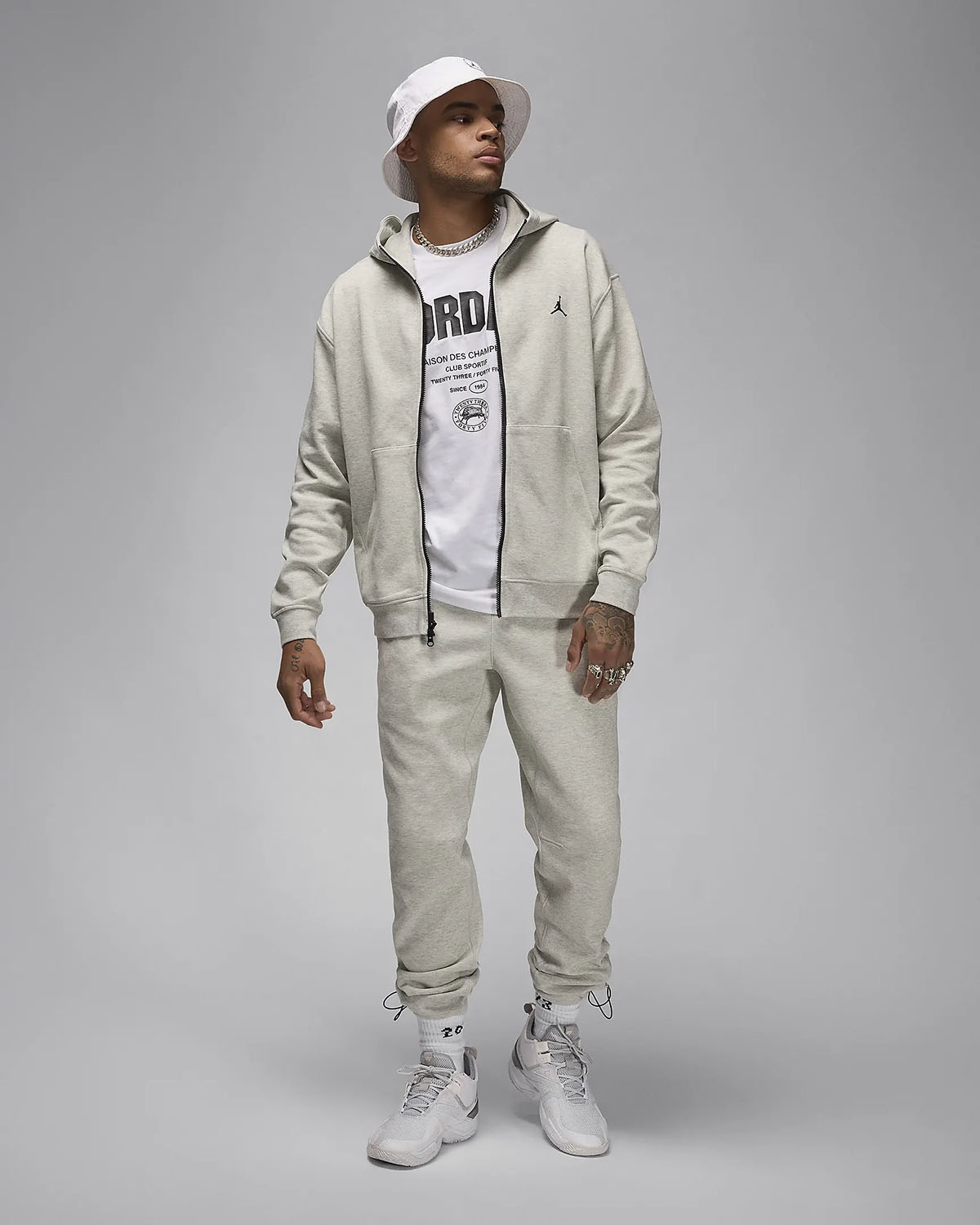 Jordan Sport Hoop Fleece Zip Hoodie and Pants Neutral Grey