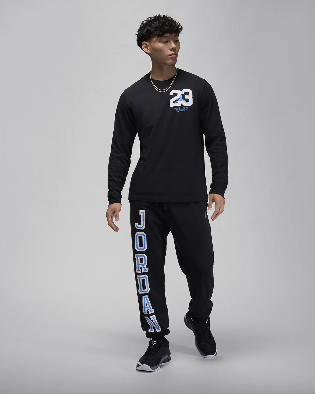 Jordan Sport Long Sleeve T Shirt Black Legend Blue Outfit