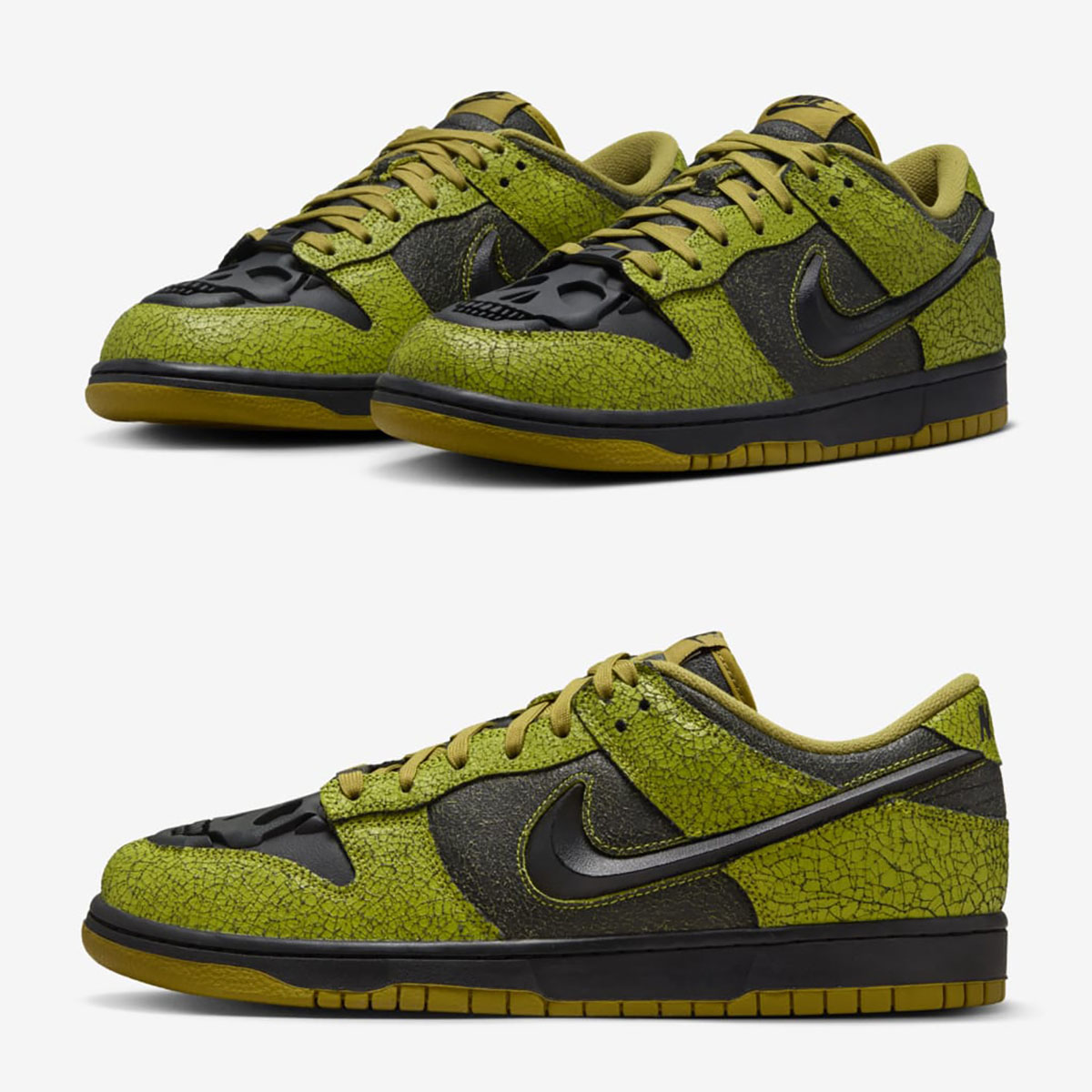 NIke Dunk Low Halloween Skull Black Green Curry