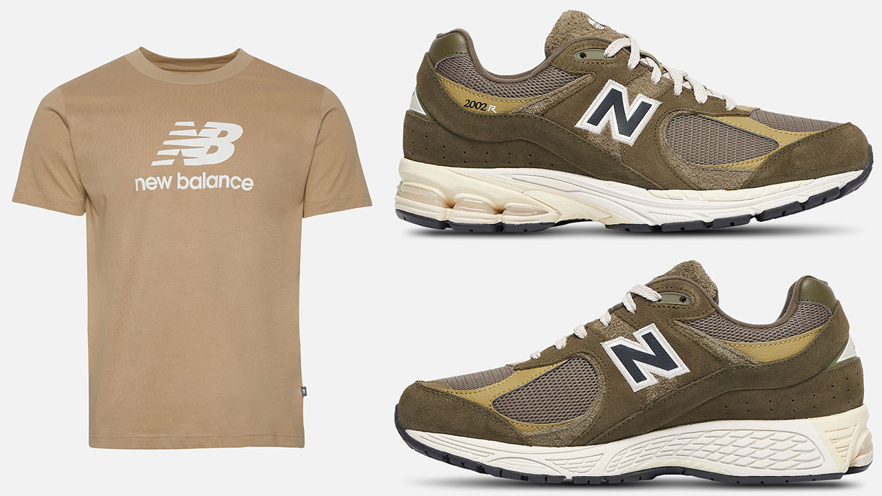 New Balance 2002R Olive Green Sneakers and Shirt Matching Outfit