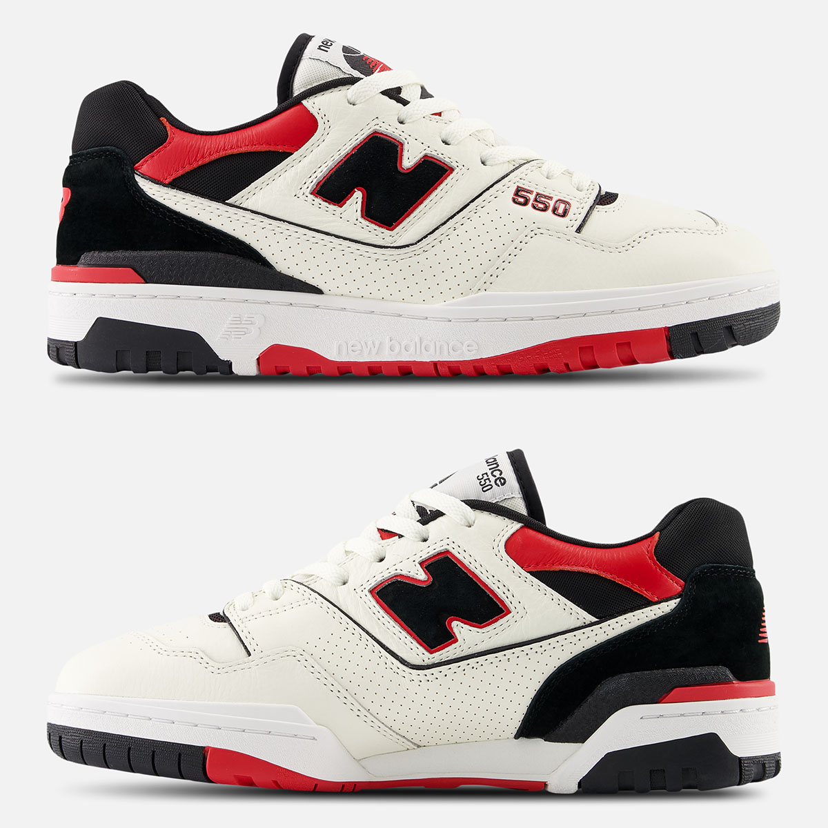 New Balance 550 White Black Red Mens Shoes