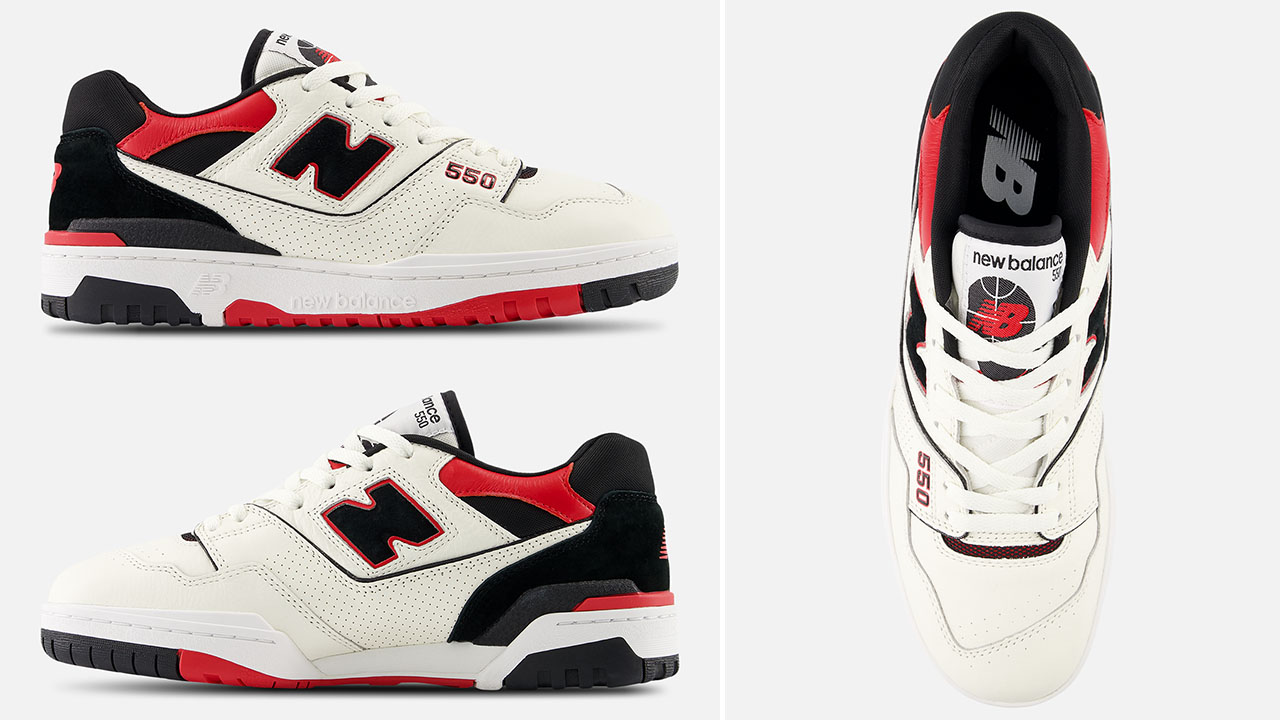 New Balance 550 White Black Red Mens Sneakers