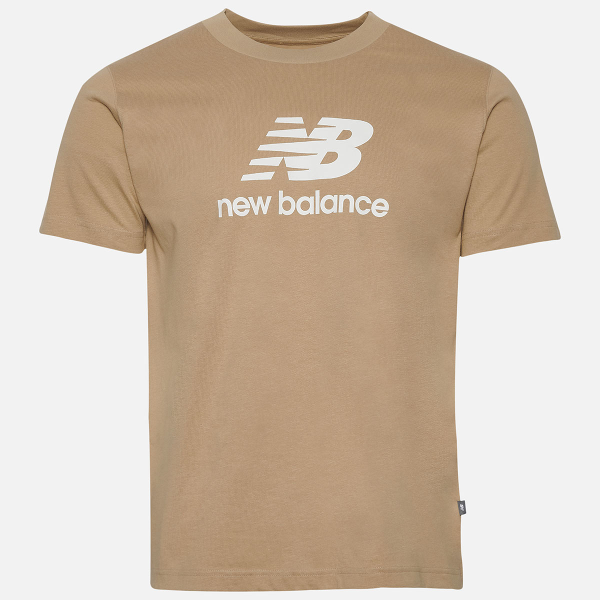 New Balance Essential Stacked Logo T Shirt Tan Khaki Beige