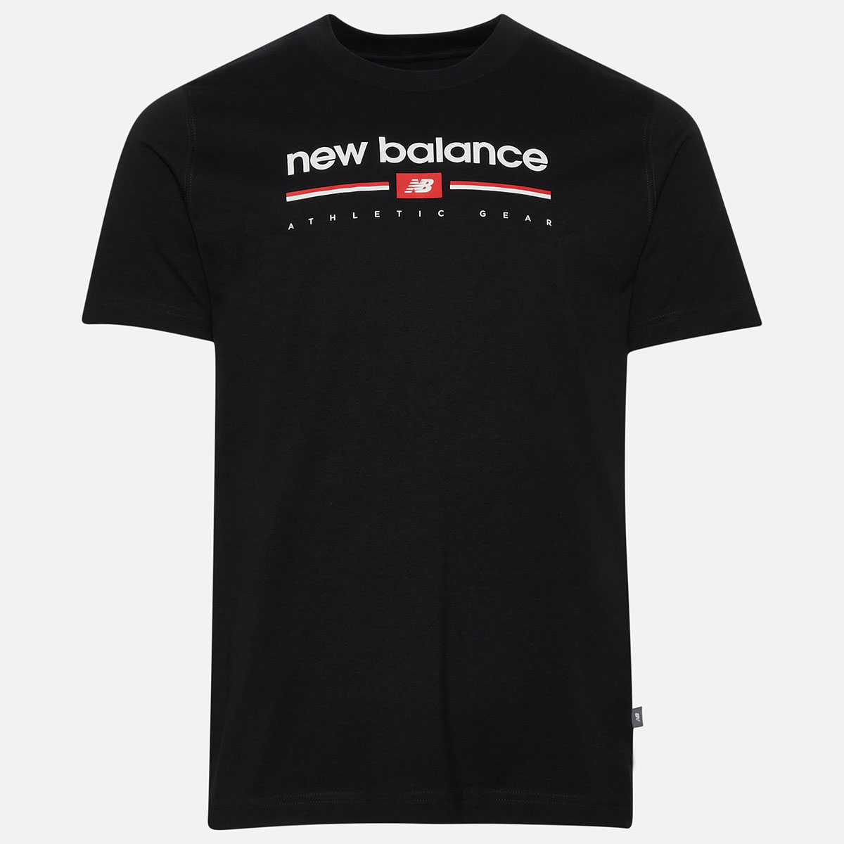 New Balance Logo Stripe T Shirt Black White Red