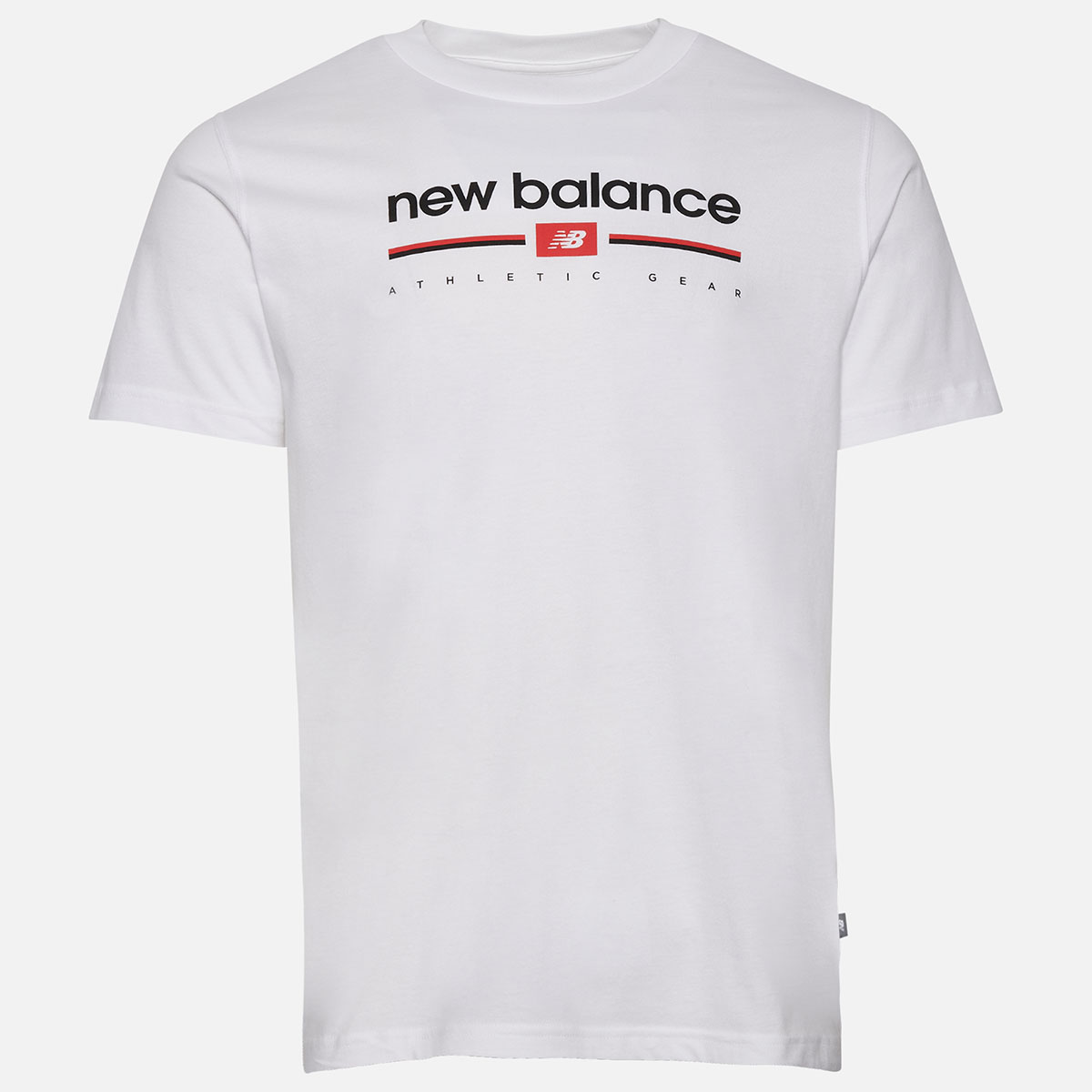 New Balance Logo Stripe T Shirt White Black Red