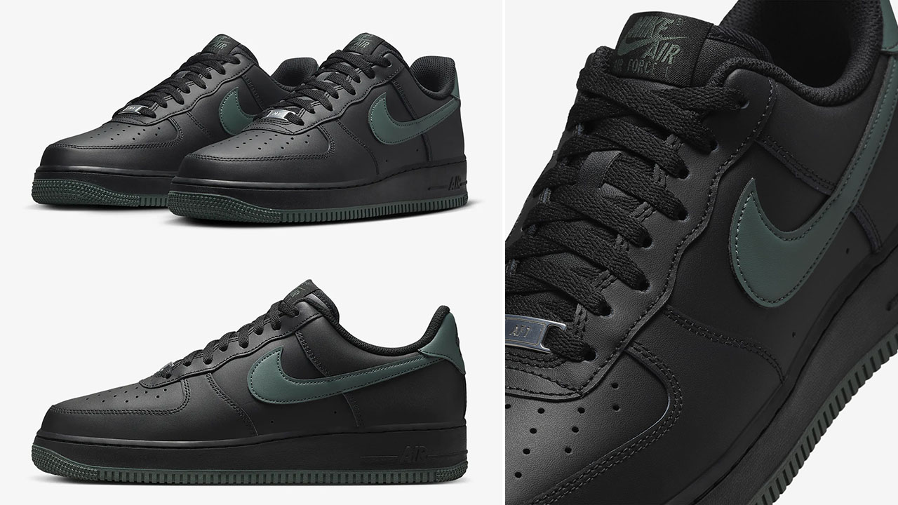 Nike Air Force 1 Low Black Vintage Green Mens Sneakers