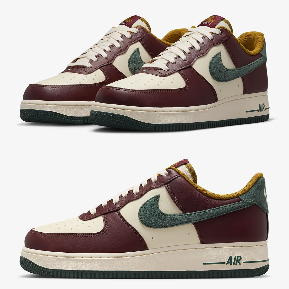 Nike Air Force 1 Low Coconut Milk Dark Team Red Bronzine Vintage Green Mens Shoes