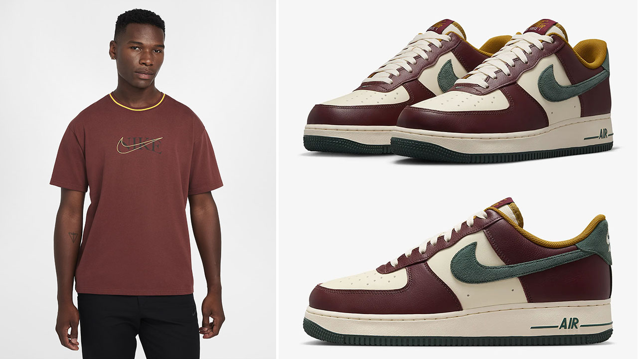 Nike Air Force 1 Low Coconut Milk Dark Team Red Vintage Green Sneakers and Outfits