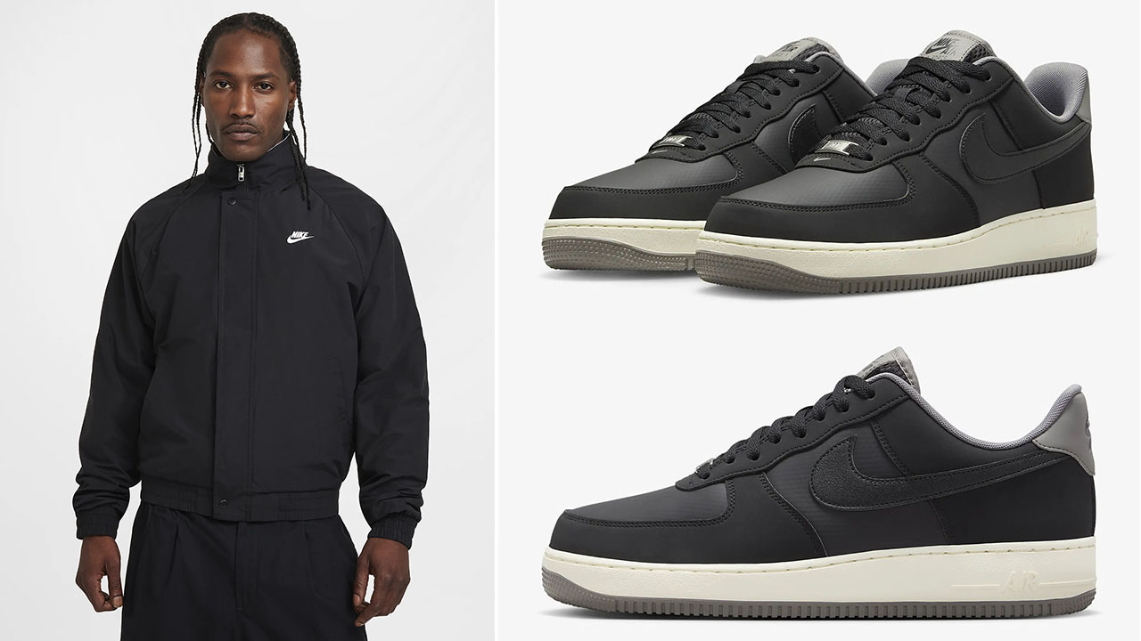 Nike Air Force 1 Low Winterized Black Flat Pewter Coconut Milk Jacket Outfit