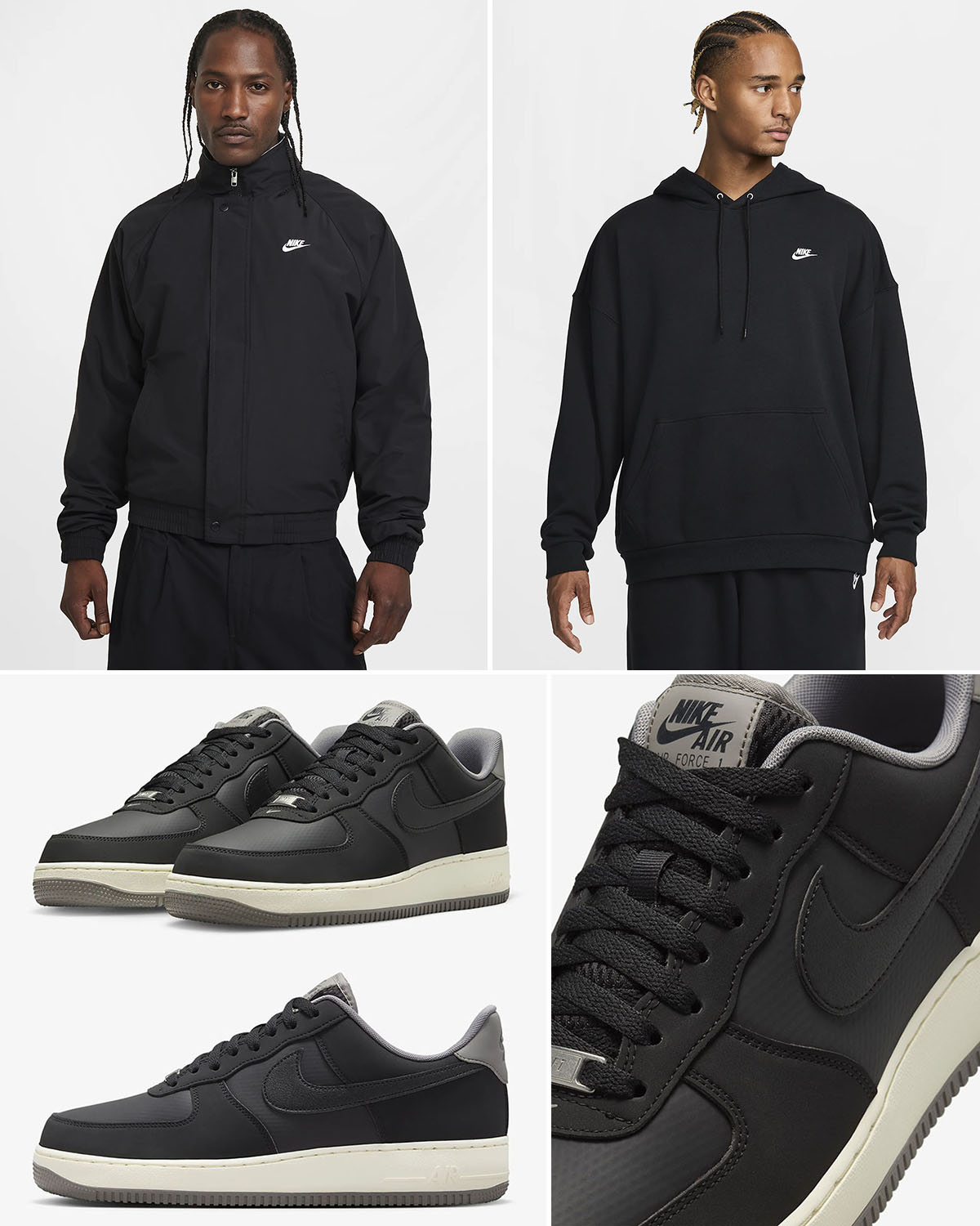 Nike Air Force 1 Low Winterized Black Flat Pewter Coconut Milk Outfits