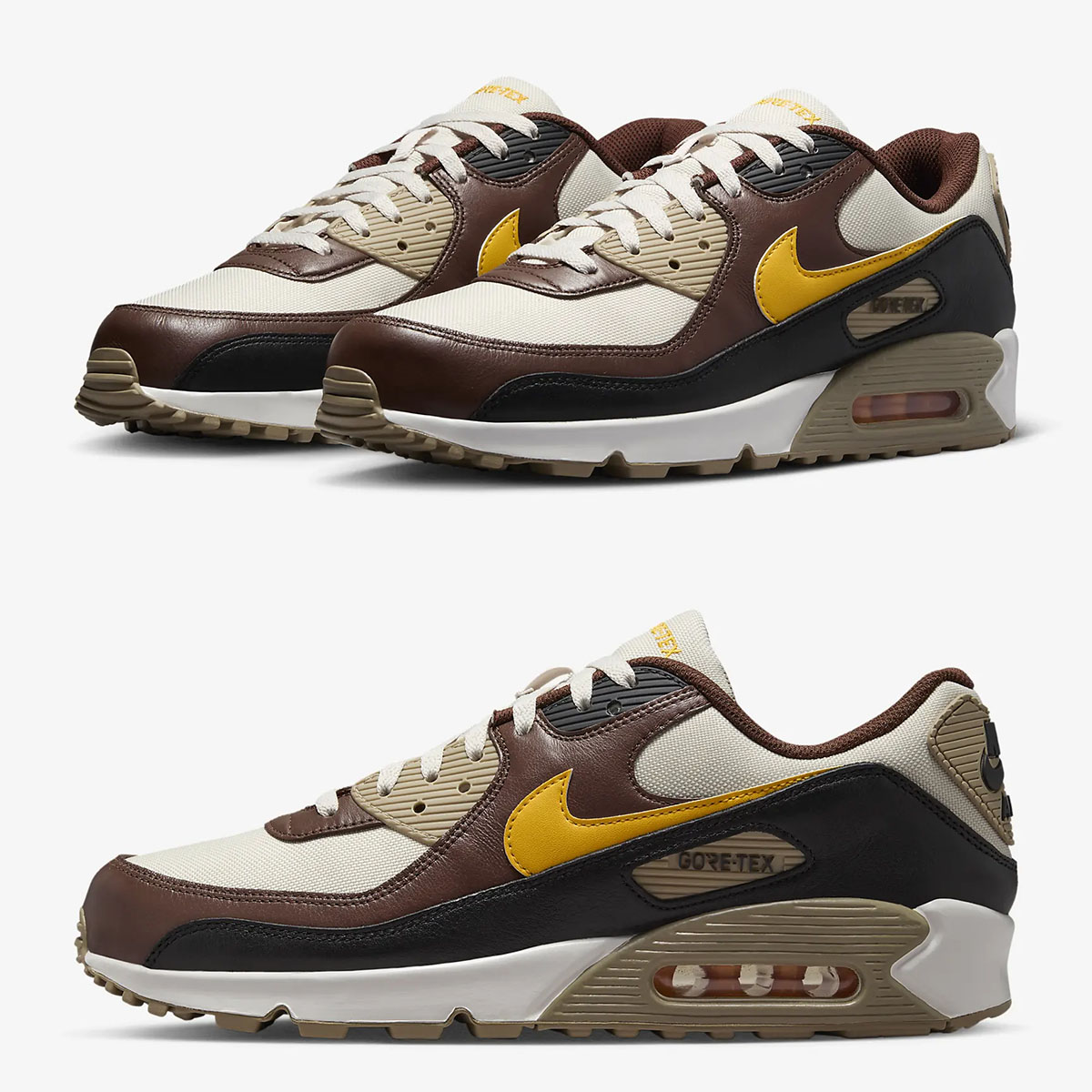 Nike Air Max 90 Gore Tex Cacao Wow Khaki Light Orewood Brown University Gold Shoes