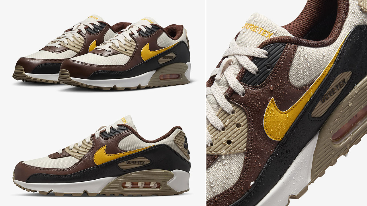 Nike Air Max 90 Gore Tex Cacao Wow Khaki Light Orewood Brown University Gold Sneakers