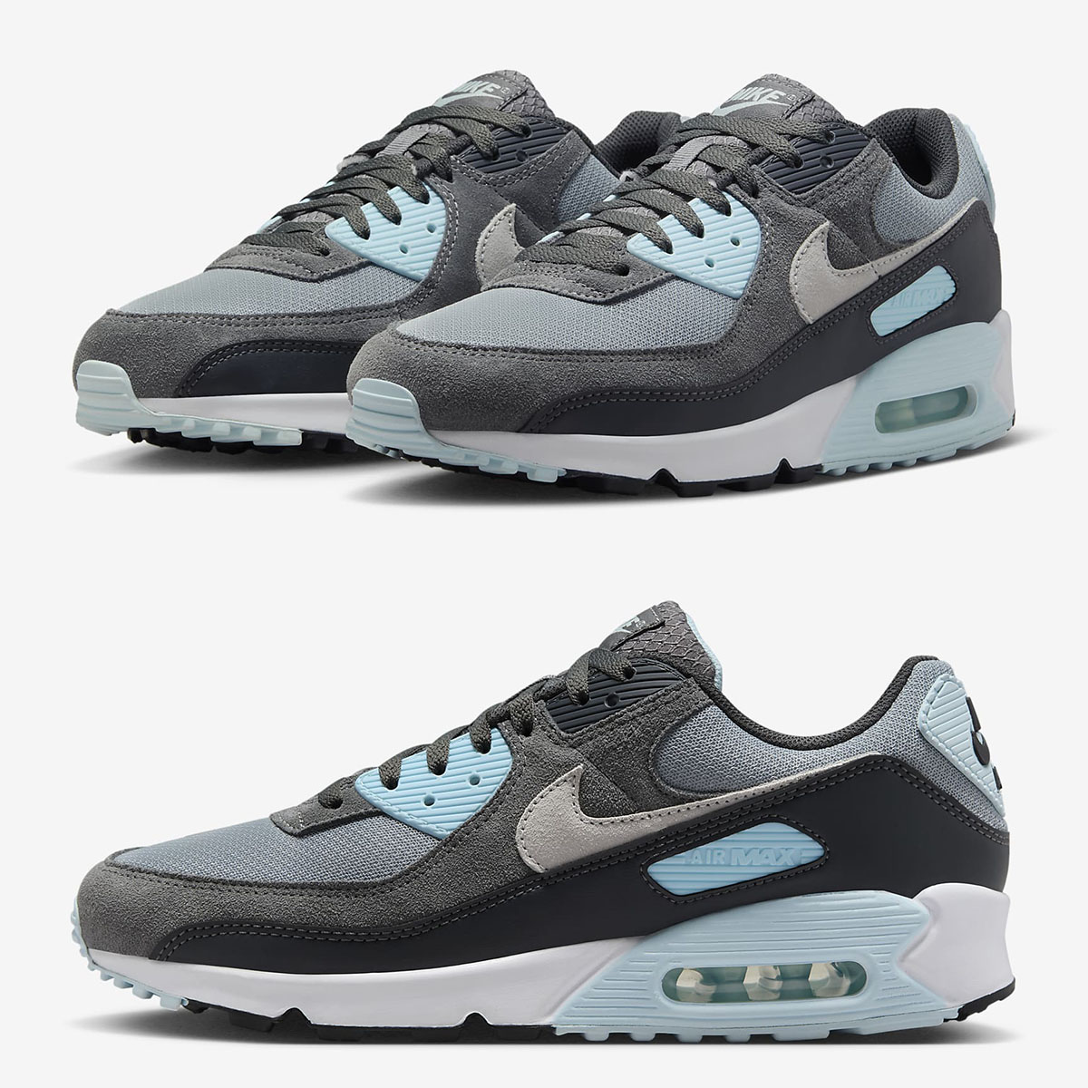 Nike Air Max 90 Light Pumice Smoke Grey Anthracite Glacier Blue Shoes