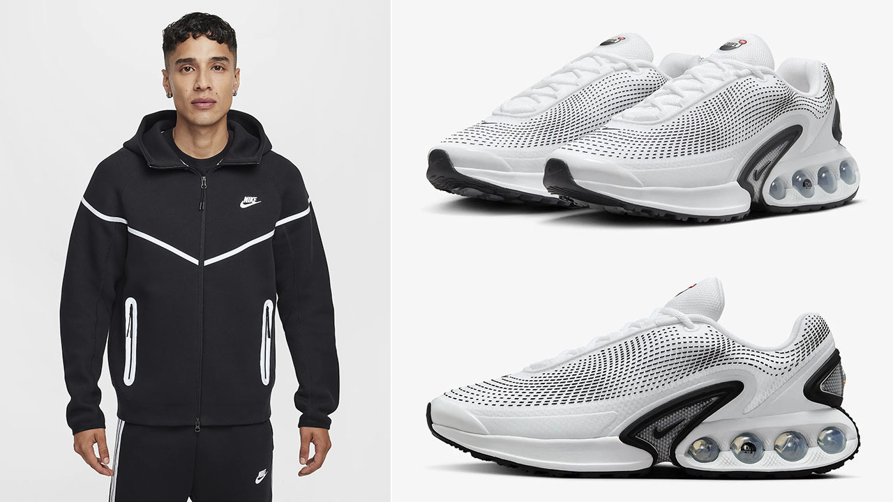 Nike Air Max Dn White Photon Dust Metallic Silver Black Tech Fleece Clothing to Match Sneakers