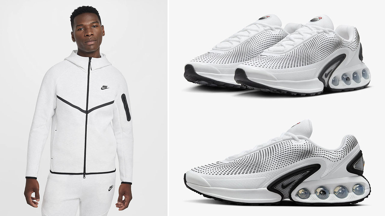 Nike Air Max Dn White Photon Dust Metallic Silver Black Tech Fleece Hoodie to Match Sneakers