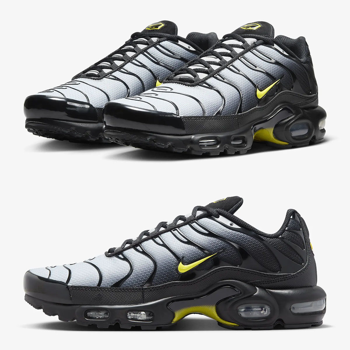 Nike Air Max Plus Black Wolf Grey Opti Yellow Mens Shoes