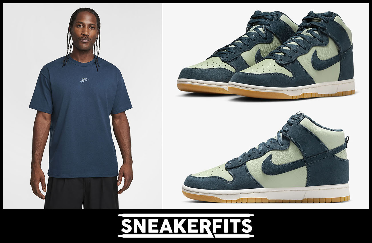 Nike Dunk High Jade Horizon Armory Navy Shirt to Match Outfit Sneakerfits