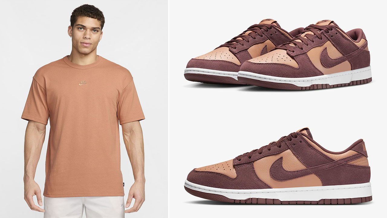 Nike Dunk Low Leather Suede Amber Brown Dark Pony Sneakers Shirt Outfits