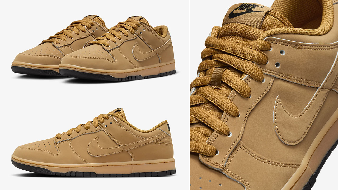 Nike Dunk Low Wheat Gum Yellow Sneakers