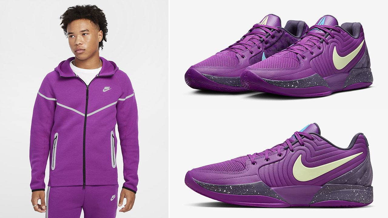 Nike Ja 2 Stargazer Bold Berry Tech Fleece Hoodie to Match Sneakers