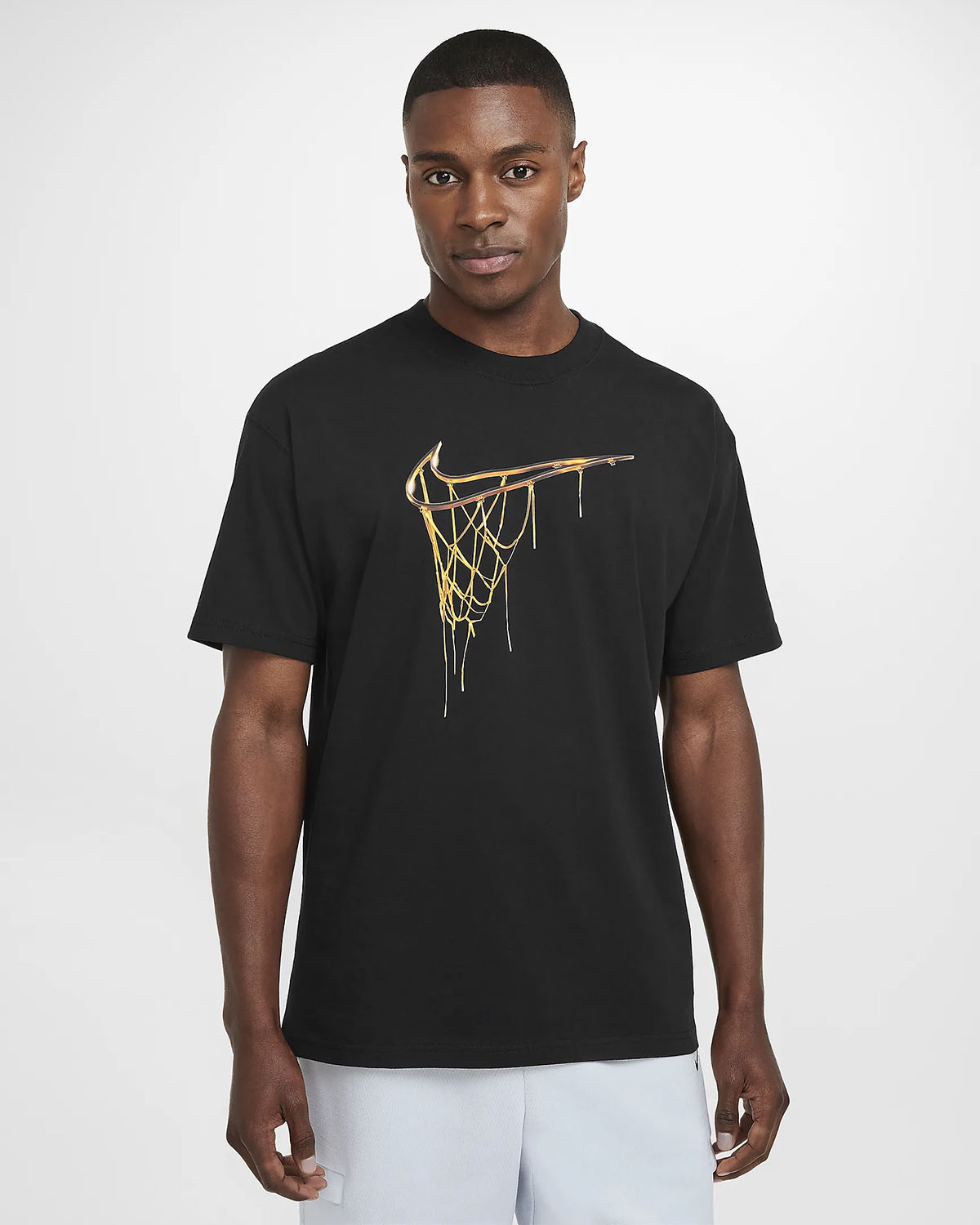 Nike Max90 Basketball T Shirt Black Orange 1