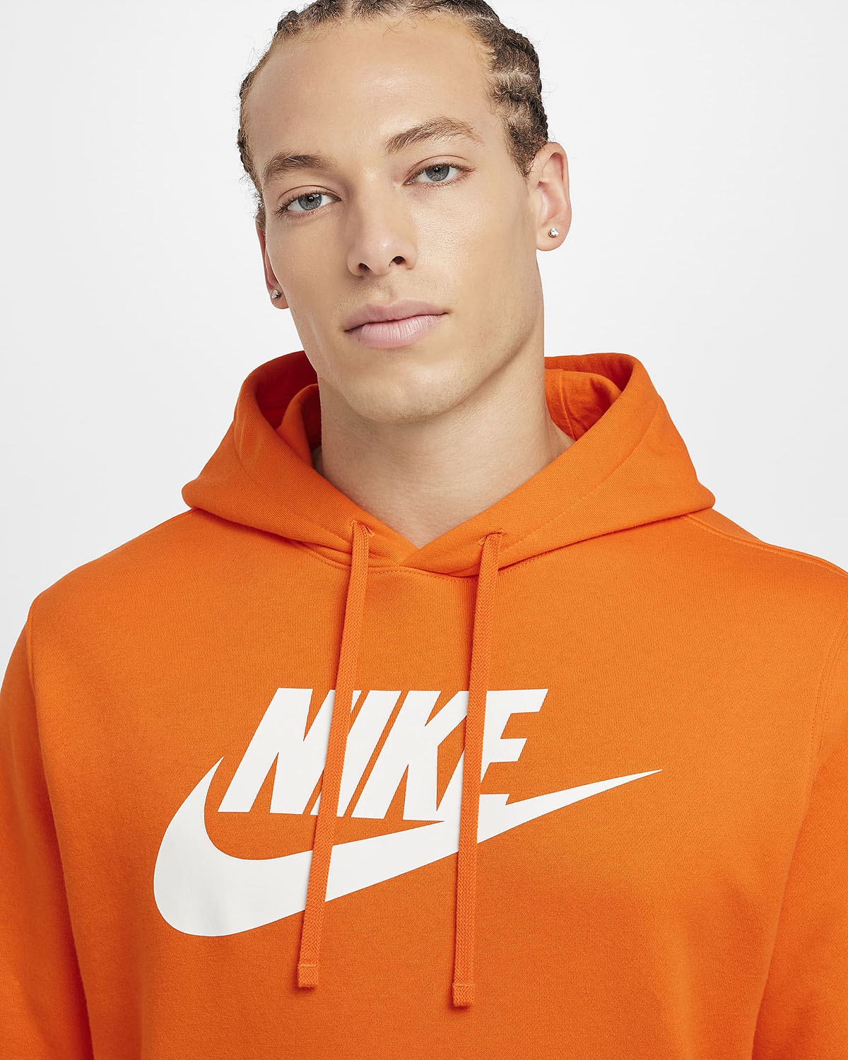 Nike Sportswear Club Fleece Graphic Pullover Hoodie Safety Orange 1