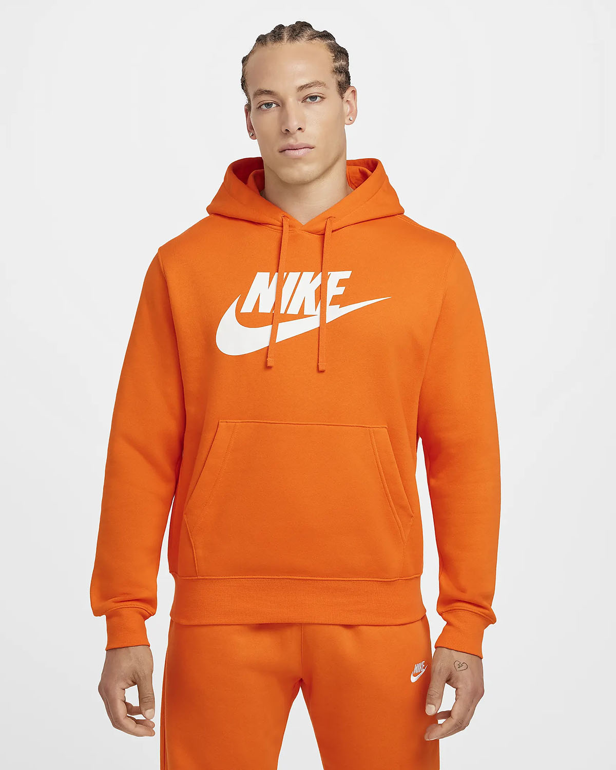 Nike Sportswear Club Fleece Graphic Pullover Hoodie Safety Orange