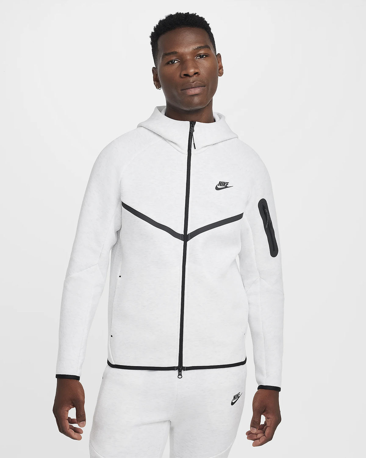 Nike Tech Fleece Full Zip Windrunner Hoodie Birch Heather Black