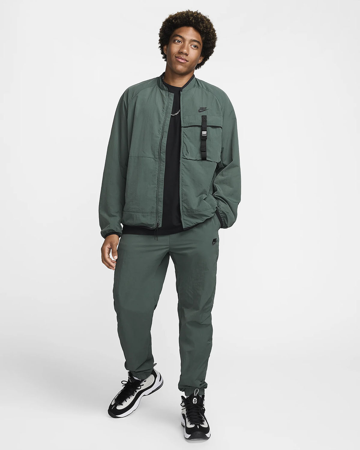 Nike Tech Woven Jacket and Pants Vintage Green Black Outfit