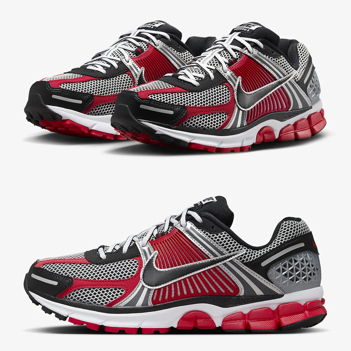 Nike Zoom Vomero 5 Metallic Silver University Red White Black Mens Shoes