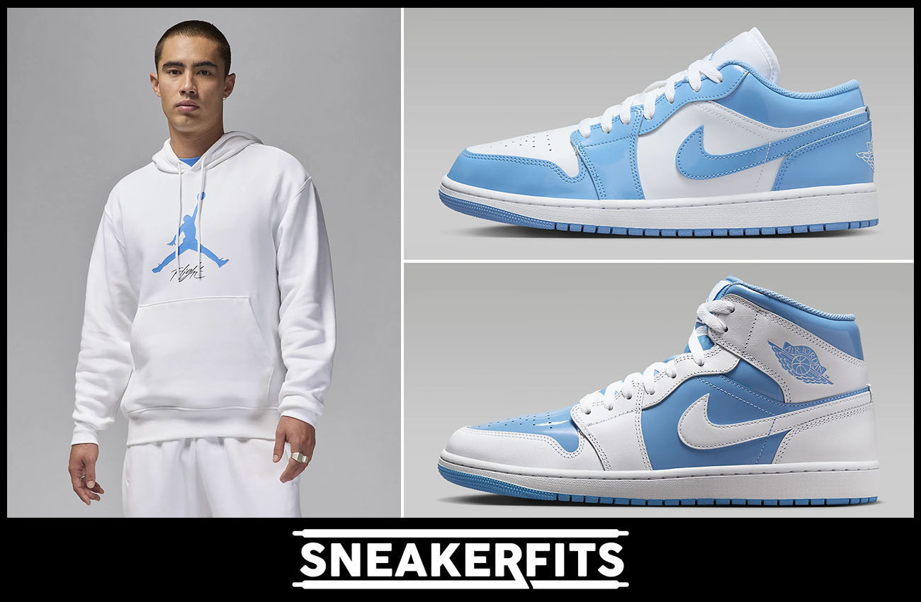 Air Jordan 1 Low Mid Legend Blue Hoodie Pants Outfit Sneakerfits