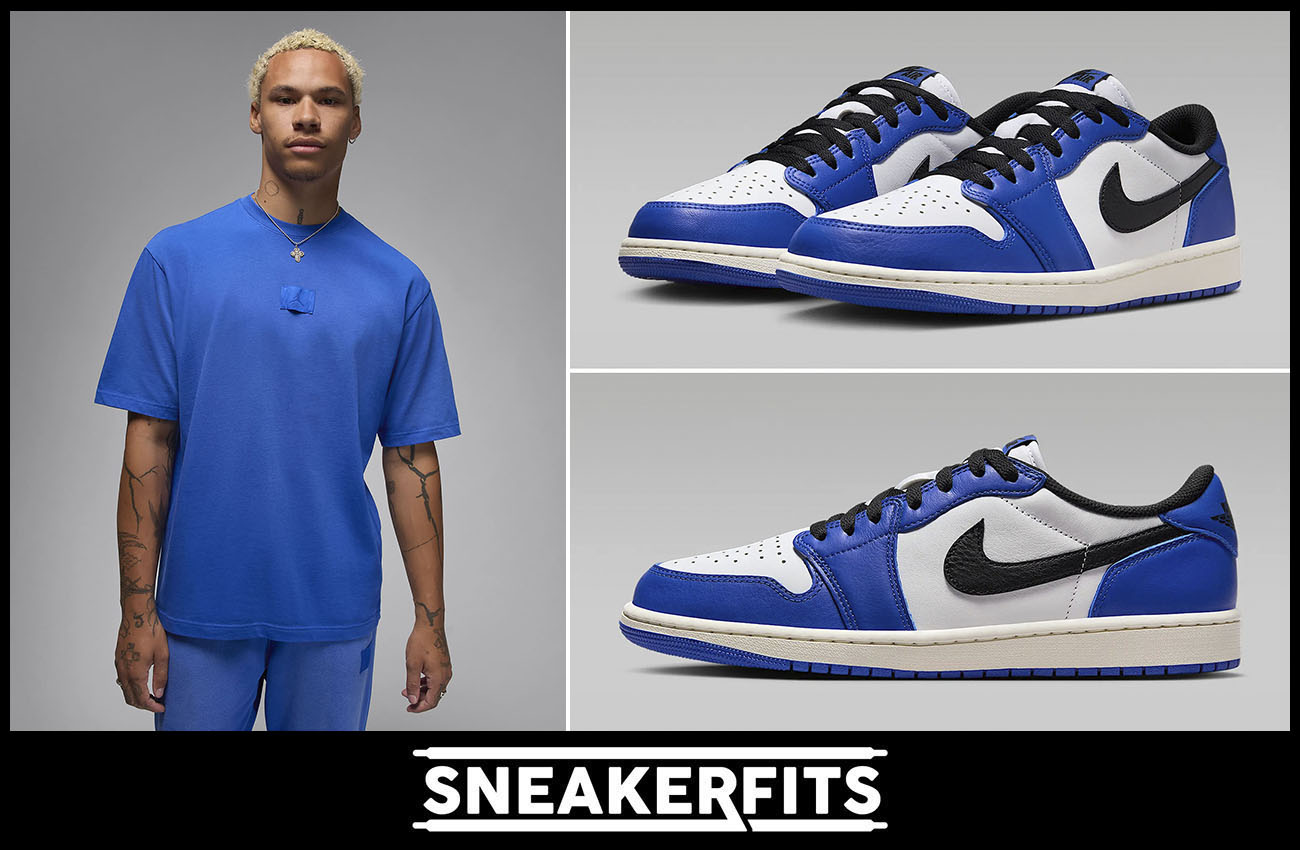 Air Jordan 1 Low OG Game Royal Flight Essentials T Shirt Outfit